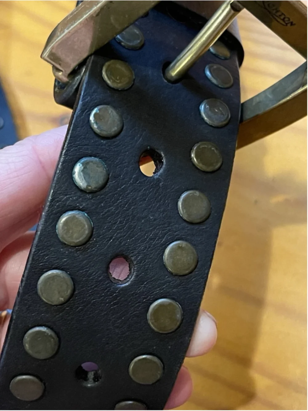 HONEST by Brighton Y2K Rock N Roll Black Leather Belt Brass Color Stud 38